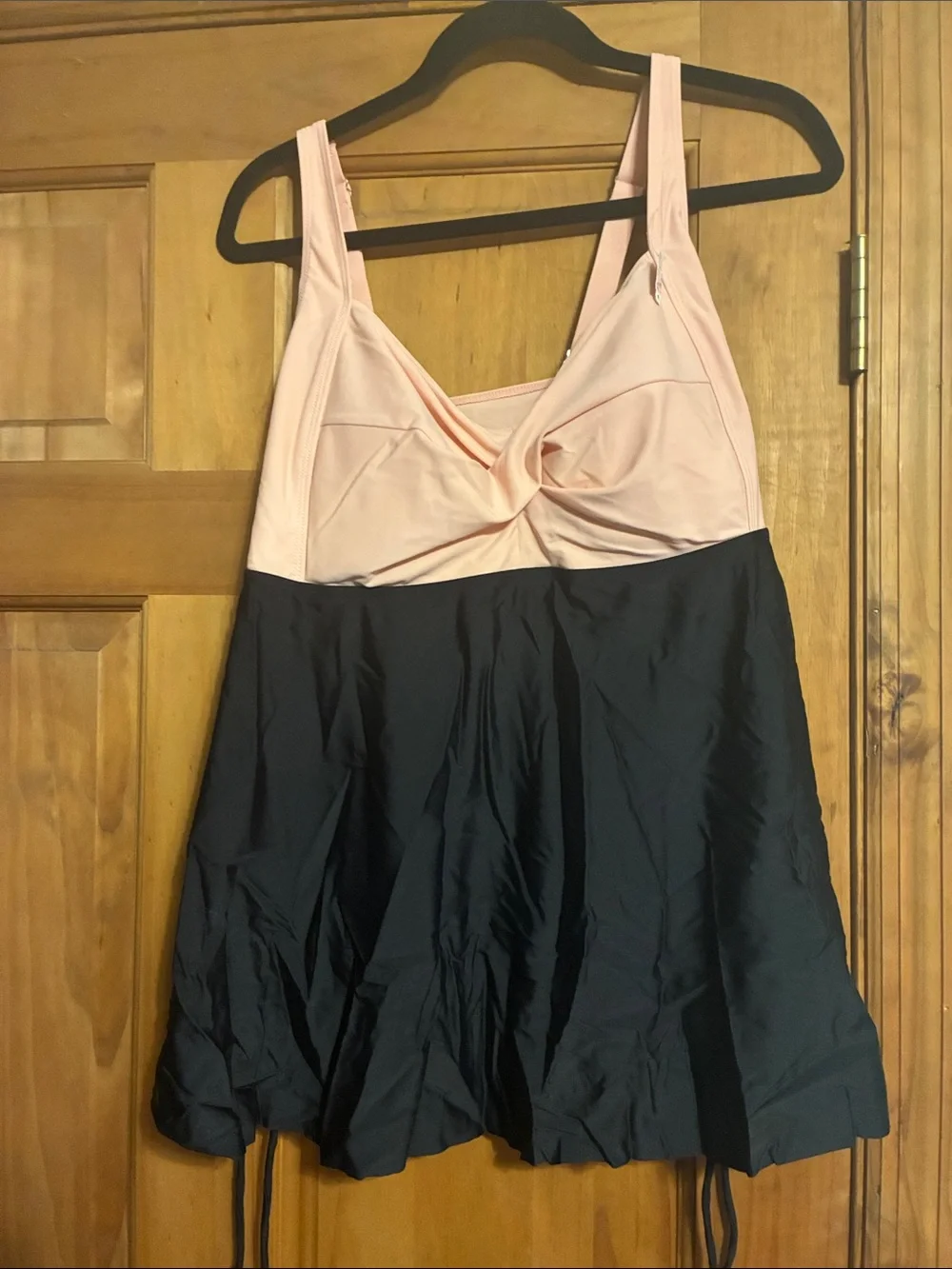 Pink and Black Two-Tone Women's Swim Tankini top